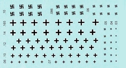 German WWII Aircraft Insignia - Crosses, Swastikas in black