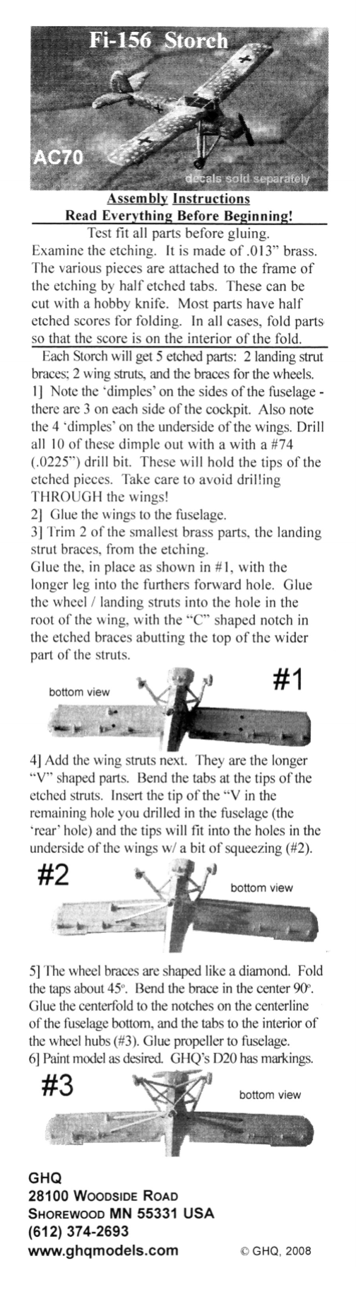 Fi156 Storch GHQ Models