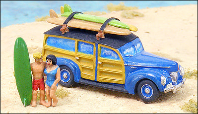 1940s Ford Woody w/Surfers & Surfboards