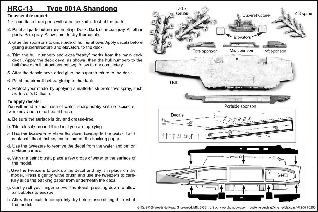 Type 001A Shandong GHQ Models