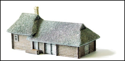 Large Log House & Barn w/ Thatch Roof
